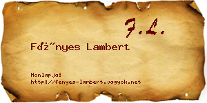 Fényes Lambert névjegykártya
